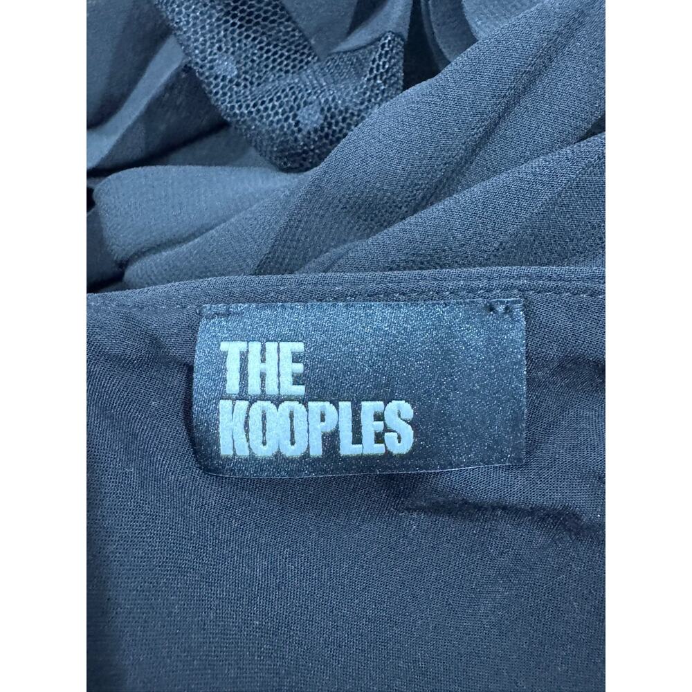 The Kooples Black Lace Embroidered Pleated Crepe Midi Dress Sz 3 US S - Picture 6 of 8